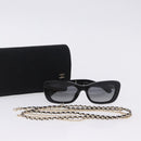 CHANEL COCO Mark Chain Rectangle Shape Sunglasses plastic CC Auth SW2687SAM-12