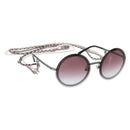 CHANEL COCO Mark Pearl Triple Chain Gradient Sunglasses plastic Wine Red Silver CC Auth SW2690M-1