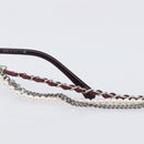CHANEL COCO Mark Pearl Triple Chain Gradient Sunglasses plastic Wine Red Silver CC Auth SW2690M-11
