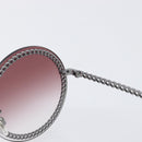 CHANEL COCO Mark Pearl Triple Chain Gradient Sunglasses plastic Wine Red Silver CC Auth SW2690M-14