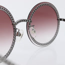 CHANEL COCO Mark Pearl Triple Chain Gradient Sunglasses plastic Wine Red Silver CC Auth SW2690M-16