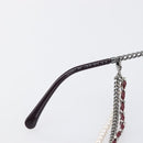 CHANEL COCO Mark Pearl Triple Chain Gradient Sunglasses plastic Wine Red Silver CC Auth SW2690M-12