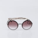 CHANEL COCO Mark Pearl Triple Chain Gradient Sunglasses plastic Wine Red Silver CC Auth SW2690M-13
