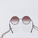 CHANEL COCO Mark Pearl Triple Chain Gradient Sunglasses plastic Wine Red Silver CC Auth SW2690M-2