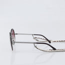 CHANEL COCO Mark Pearl Triple Chain Gradient Sunglasses plastic Wine Red Silver CC Auth SW2690M-3