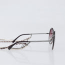 CHANEL COCO Mark Pearl Triple Chain Gradient Sunglasses plastic Wine Red Silver CC Auth SW2690M-4