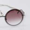 CHANEL COCO Mark Pearl Triple Chain Gradient Sunglasses plastic Wine Red Silver CC Auth SW2690M-6
