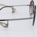 CHANEL COCO Mark Pearl Triple Chain Gradient Sunglasses plastic Wine Red Silver CC Auth SW2690M-8