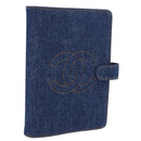 CHANEL COCO Mark Day Planner Cover Denim Blue Gold CC Auth SW2693SAM-1