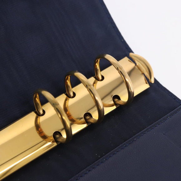 CHANEL COCO Mark Day Planner Cover Denim Blue Gold CC Auth SW2693SAM