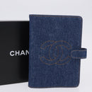 CHANEL COCO Mark Day Planner Cover Denim Blue Gold CC Auth SW2693SAM-12