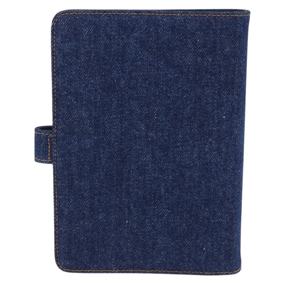 CHANEL COCO Mark Day Planner Cover Denim Blue Gold CC Auth SW2693SAM