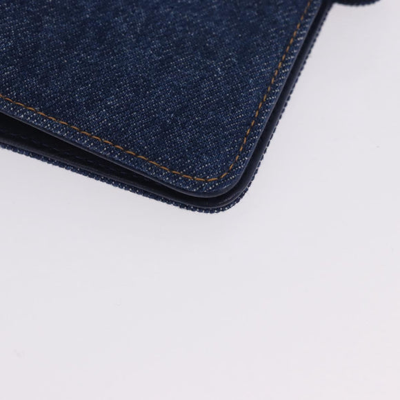 CHANEL COCO Mark Day Planner Cover Denim Blue Gold CC Auth SW2693SAM