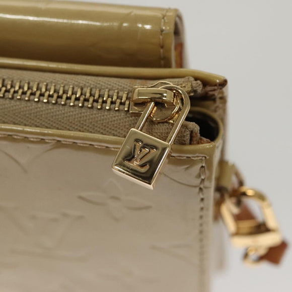 LOUIS VUITTON Monogram Vernis Motto Accessory Pouch Beige M91136 LV Auth sw270