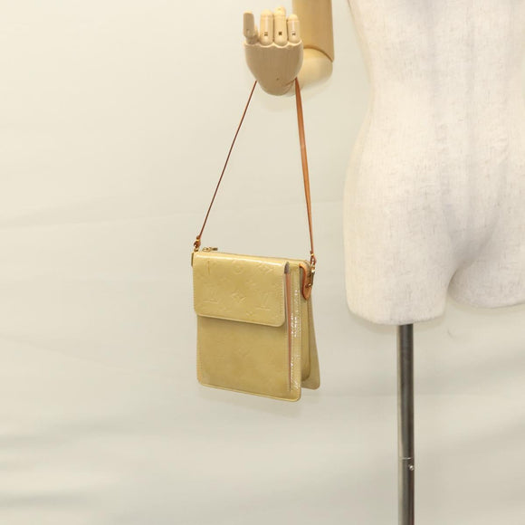 LOUIS VUITTON Monogram Vernis Motto Accessory Pouch Beige M91136 LV Auth sw270