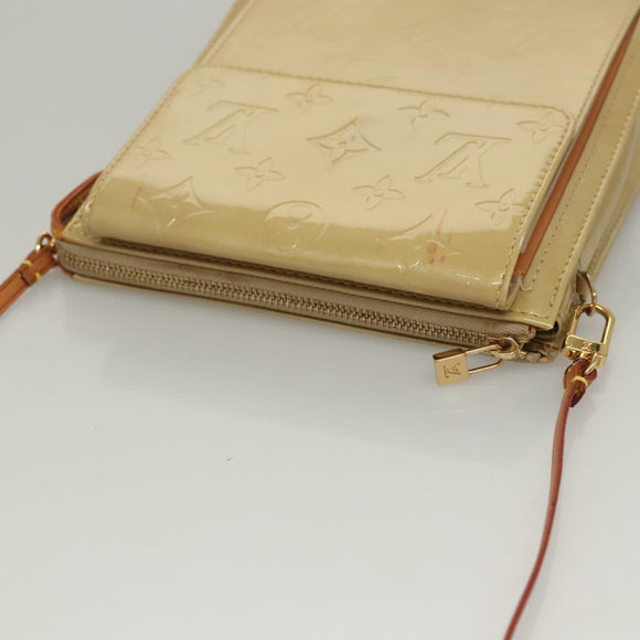 LOUIS VUITTON Monogram Vernis Motto Accessory Pouch Beige M91136 LV Auth sw270