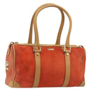 GUCCI Hand Bag Suede Orange Gold Tone 000 0851 Auth SW2761-1