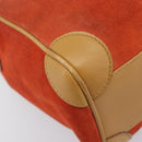 GUCCI Hand Bag Suede Orange Gold Tone 000 0851 Auth SW2761-16