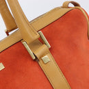 GUCCI Hand Bag Suede Orange Gold Tone 000 0851 Auth SW2761-17