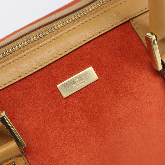 GUCCI Hand Bag Suede Orange Gold Tone 000 0851 Auth SW2761