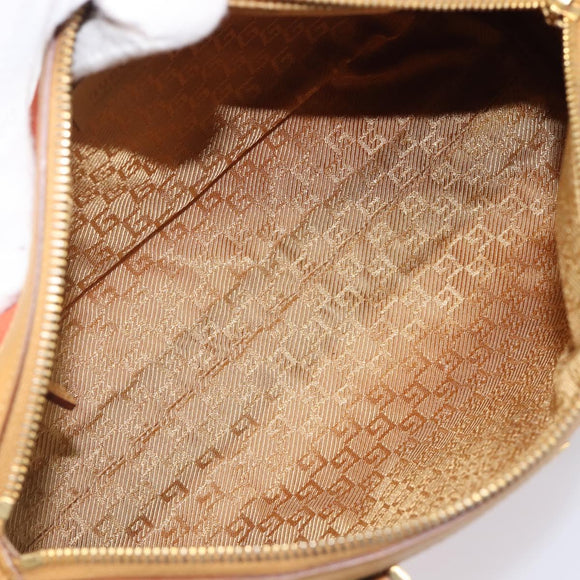 GUCCI Hand Bag Suede Orange Gold Tone 000 0851 Auth SW2761