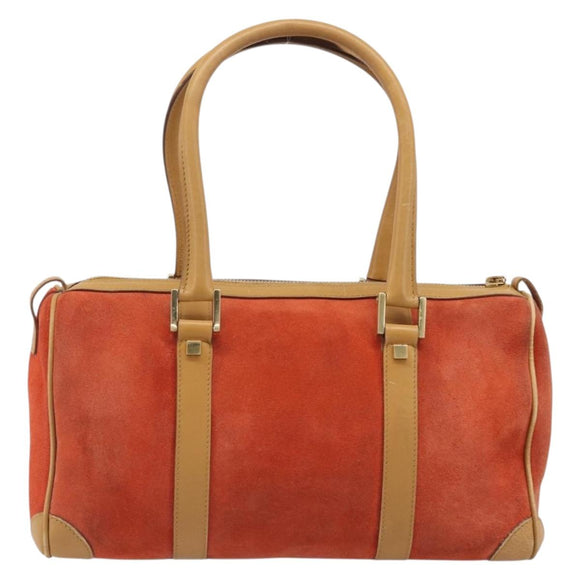 GUCCI Hand Bag Suede Orange Gold Tone 000 0851 Auth SW2761