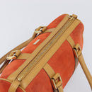 GUCCI Hand Bag Suede Orange Gold Tone 000 0851 Auth SW2761-6