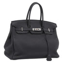 HERMES Birkin 35 Hand Bag Togo leather Black Silver Auth SW2762SM-1