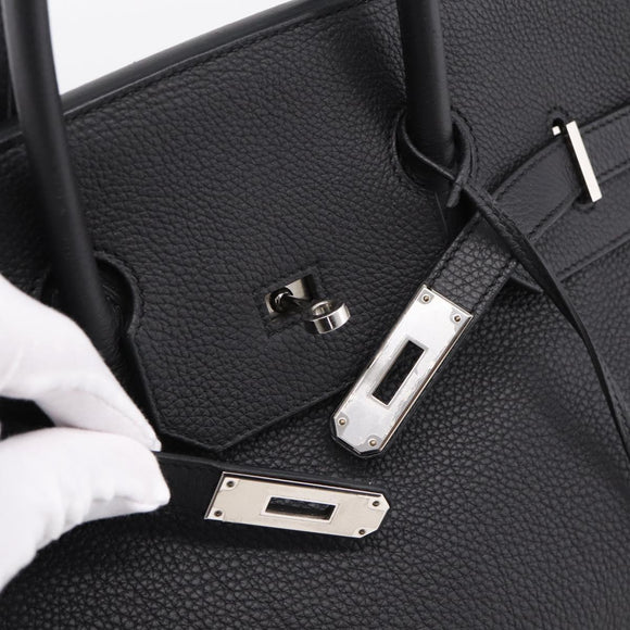 HERMES Birkin 35 Hand Bag Togo leather Black Silver Auth SW2762SM