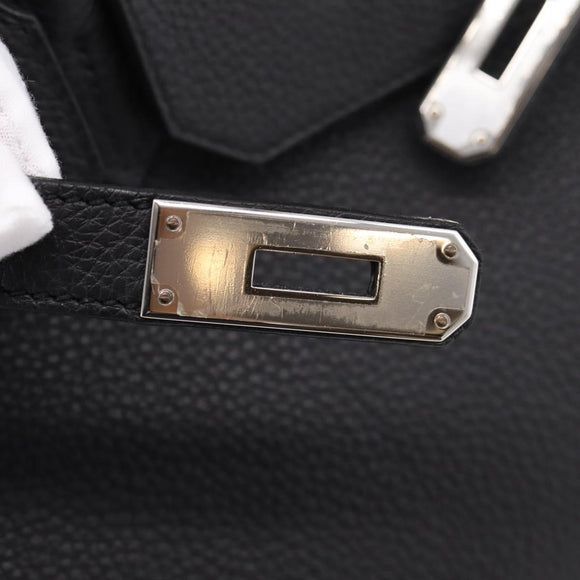 HERMES Birkin 35 Hand Bag Togo leather Black Silver Auth SW2762SM