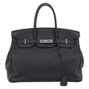 HERMES Birkin 35 Hand Bag Togo leather Black Silver Auth SW2762SM-2