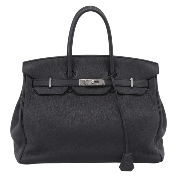 HERMES Birkin 35 Hand Bag Togo leather Black Silver Auth SW2762SM
