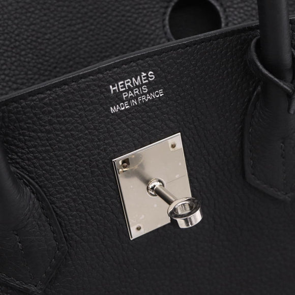 HERMES Birkin 35 Hand Bag Togo leather Black Silver Auth SW2762SM
