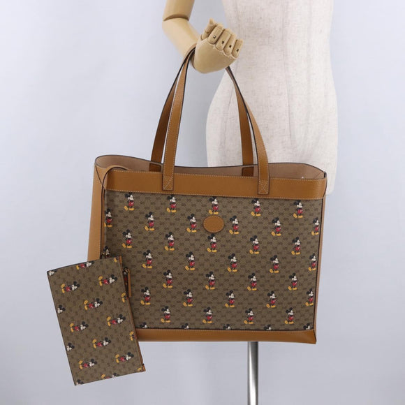 GUCCI x Disney Micro GG Supreme Tote Bag PVC Beige Gold 547947 Auth SW2763SM