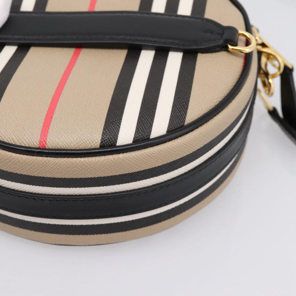 BURBERRY Nova Check Icon Stripe Louise Bag PVC 2way Beige 8051846 Auth SW2764M