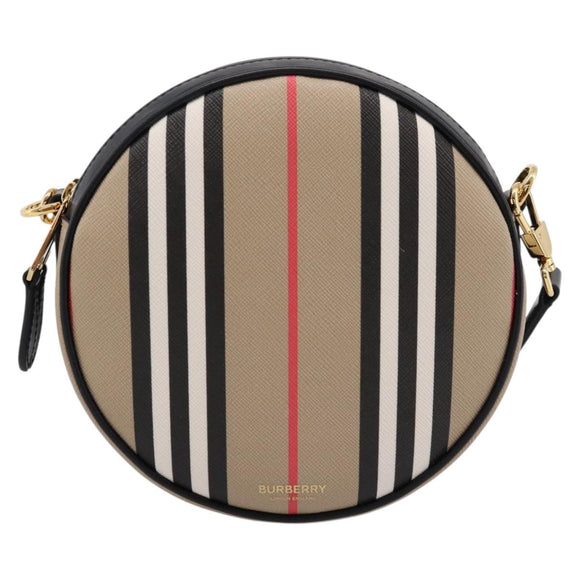 BURBERRY Nova Check Icon Stripe Louise Bag PVC 2way Beige 8051846 Auth SW2764M