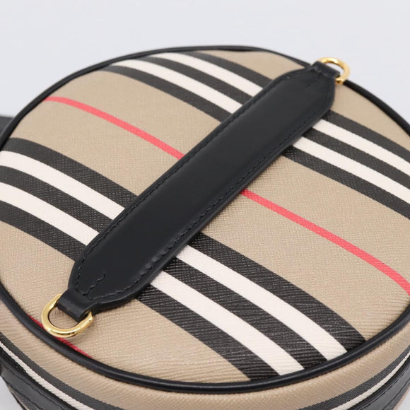 BURBERRY Nova Check Icon Stripe Louise Bag PVC 2way Beige 8051846 Auth SW2764M