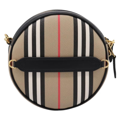 BURBERRY Nova Check Icon Stripe Louise Bag PVC 2way Beige 8051846 Auth SW2764M - 0