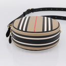 BURBERRY Nova Check Icon Stripe Louise Bag PVC 2way Beige 8051846 Auth SW2764M-5