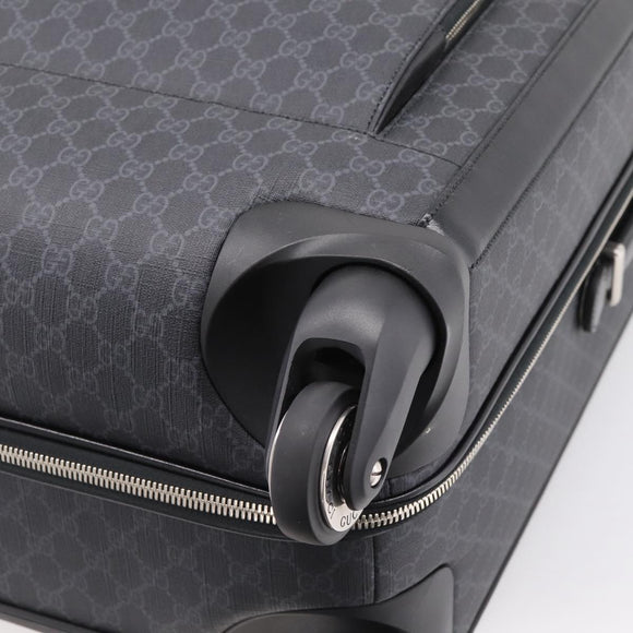 GUCCI GG Supreme Large Trolley Travel Bag Carry Case PVC Black Auth SW2765SAM
