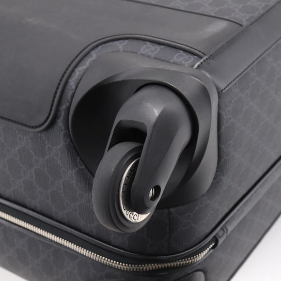 GUCCI GG Supreme Large Trolley Travel Bag Carry Case PVC Black Auth SW2765SAM