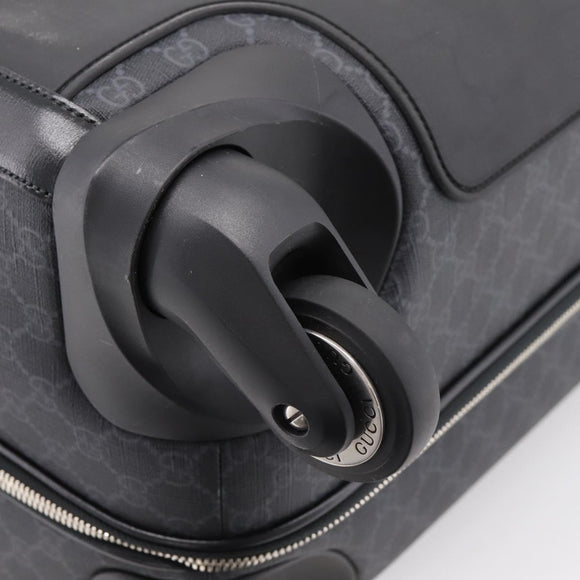 GUCCI GG Supreme Large Trolley Travel Bag Carry Case PVC Black Auth SW2765SAM