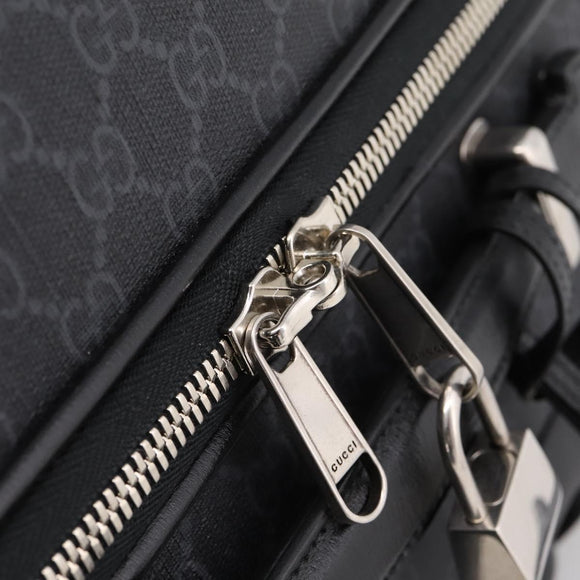GUCCI GG Supreme Large Trolley Travel Bag Carry Case PVC Black Auth SW2765SAM