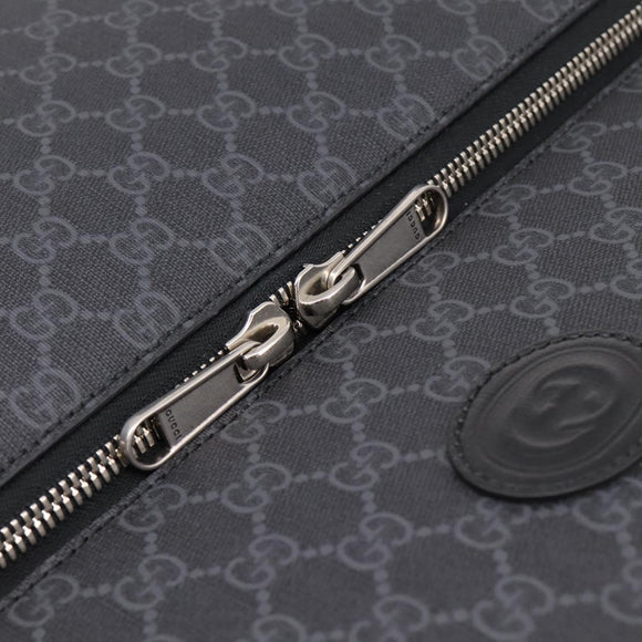 GUCCI GG Supreme Large Trolley Travel Bag Carry Case PVC Black Auth SW2765SAM