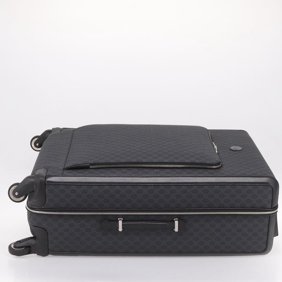 GUCCI GG Supreme Large Trolley Travel Bag Carry Case PVC Black Auth SW2765SAM