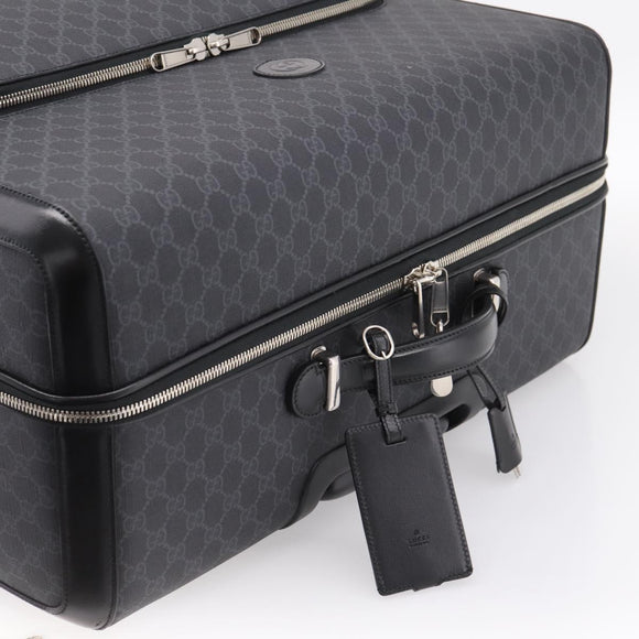 GUCCI GG Supreme Large Trolley Travel Bag Carry Case PVC Black Auth SW2765SAM