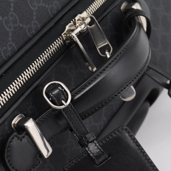 GUCCI GG Supreme Large Trolley Travel Bag Carry Case PVC Black Auth SW2765SAM