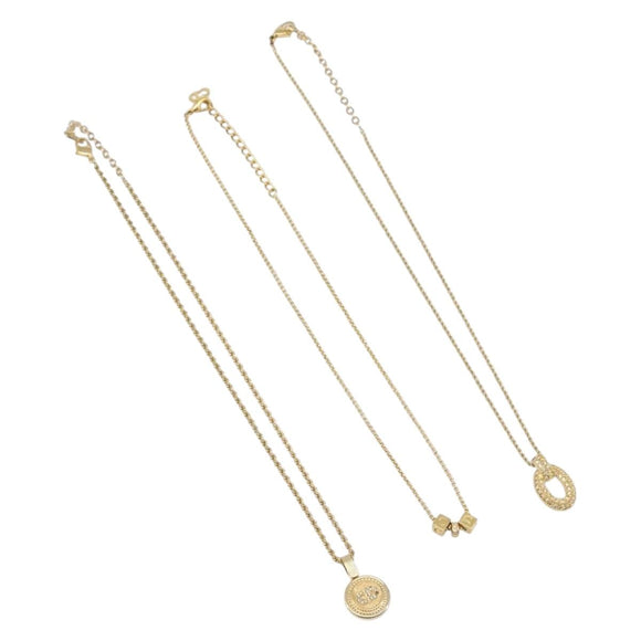 Christian Dior Necklace metal 3 Set Gold Auth SW2804