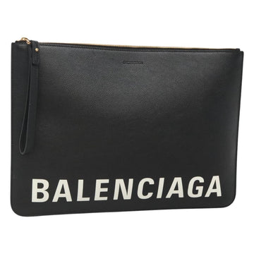 BALENCIAGA Clutch Bag Leather Black Gold 630626 Auth sw281