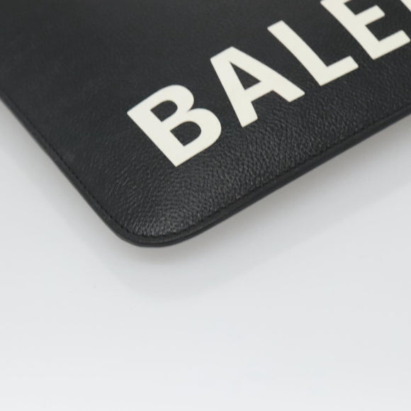 BALENCIAGA Clutch Bag Leather Black Gold 630626 Auth sw281